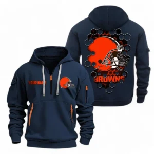 Urban Streetwear Hoodie, Half-Zip with Exclusive Logo NFL241 - Navy