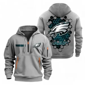 Outdoor Half-Zip Hoodie, Team Spirit Logo Design NFL241 - Gray