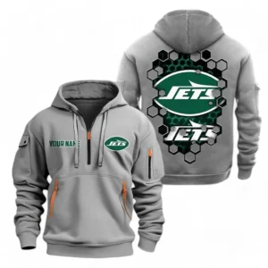 Fan Gift Hoodie Half Zipper, Sports-Inspired Logo Design NFL241 - Gray