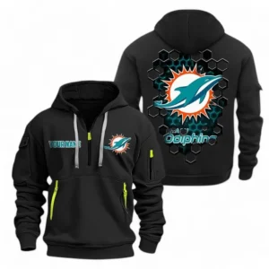 Outdoor Half-Zip Hoodie, Team Spirit Logo Design NFL241 - Black
