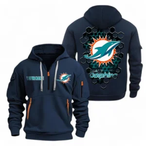 Everyday Hoodie Half Zipper, Athletic-Inspired Logo NFL241 - Navy