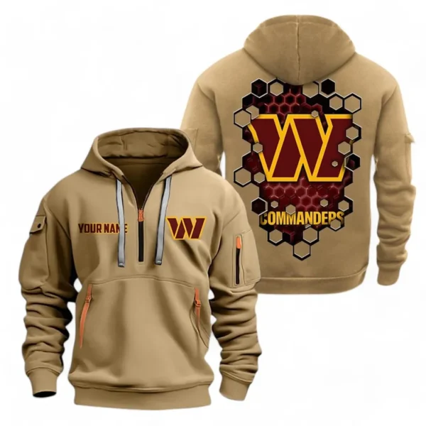 Everyday Hoodie Half Zipper, Athletic-Inspired Logo NFL241 - Khaki