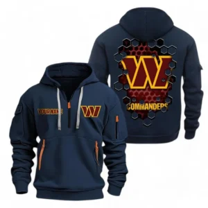Lightweight Sports Hoodie Half Zipper, Unique Logo Print NFL241 - Navy