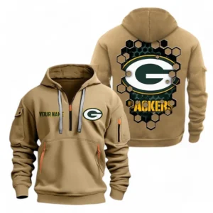 Training Hoodie Half Zipper, Fan-Friendly Logo Design NFL241 - Khaki