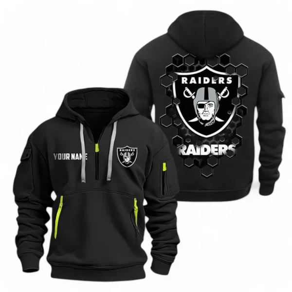 Outdoor Half-Zip Hoodie, Team Spirit Logo Design NFL241 - Black