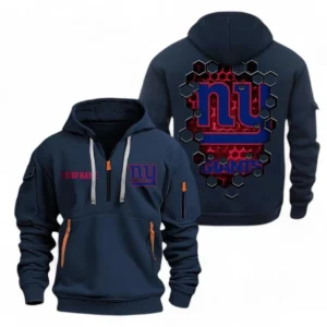 Training Hoodie Half Zipper, Fan-Friendly Logo Design NFL241 - Navy