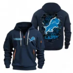 Urban Streetwear Hoodie, Half-Zip with Exclusive Logo NFL241 - Navy