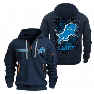 Urban Streetwear Hoodie, Half-Zip with Exclusive Logo NFL241 - Navy