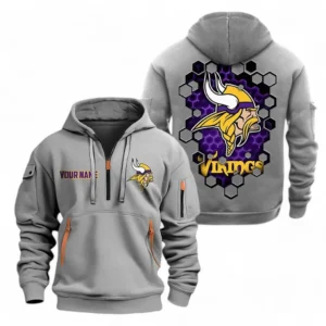 Outdoor Half-Zip Hoodie, Team Spirit Logo Design NFL241 - Gray