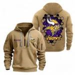 Everyday Hoodie Half Zipper, Athletic-Inspired Logo NFL241 - Khaki