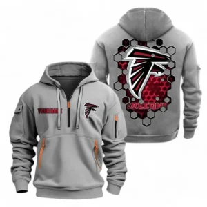 Fan Gift Hoodie Half Zipper, Sports-Inspired Logo Design NFL241 - Gray