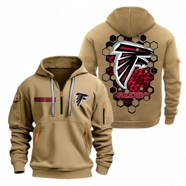 Training Hoodie Half Zipper, Fan-Friendly Logo Design NFL241 - Khaki