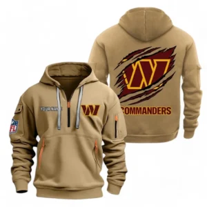 Everyday Hoodie Half Zipper, Athletic-Inspired Logo NFL700 - Khaki
