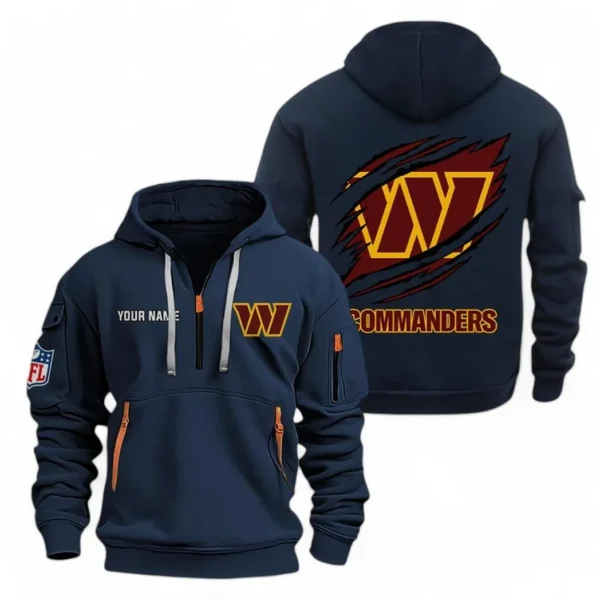 Outdoor Half-Zip Hoodie, Team Spirit Logo Design NFL700 - Navy