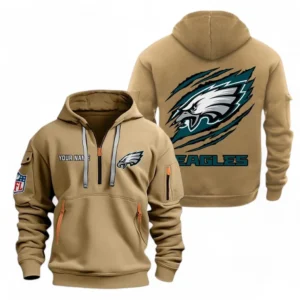 Training Hoodie Half Zipper, Fan-Friendly Logo Design NFL700 - Khaki