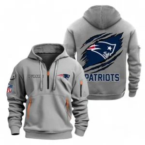 Casual Sports Hoodie Half Zipper, Modern Logo Detail Printing NFL700 - Gray