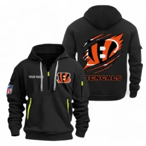 Everyday Hoodie Half Zipper, Athletic-Inspired Logo NFL700 - Black