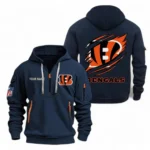 Street-Style Hoodie Half Zipper, Modern Sports Logo NFL700 - Navy