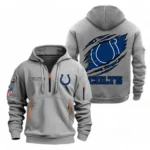Fan Gift Hoodie Half Zipper, Sports-Inspired Logo Design NFL700 - Gray