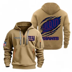 Everyday Hoodie Half Zipper, Athletic-Inspired Logo NFL700 - Khaki