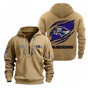 Training Hoodie Half Zipper, Fan-Friendly Logo Design NFL700 - Khaki