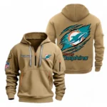 Urban Streetwear Hoodie, Half-Zip with Exclusive Logo NFL700 - Khaki