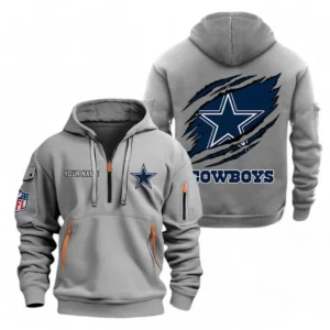 Outdoor Half-Zip Hoodie, Team Spirit Logo Design NFL700 - Gray