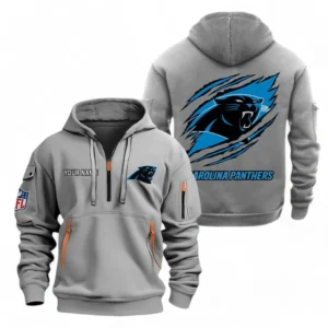 Fan Gift Hoodie Half Zipper, Sports-Inspired Logo Design NFL700 - Gray