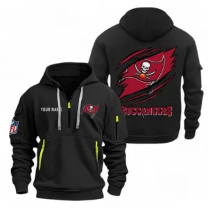 Urban Streetwear Hoodie, Half-Zip with Exclusive Logo NFL700 - Black