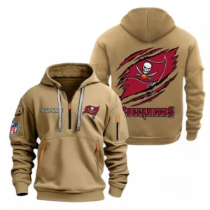 Everyday Hoodie Half Zipper, Athletic-Inspired Logo NFL700 - Khaki