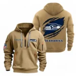 Training Hoodie Half Zipper, Fan-Friendly Logo Design NFL700 - Khaki