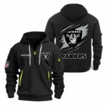 Everyday Hoodie Half Zipper, Athletic-Inspired Logo NFL700 - Black