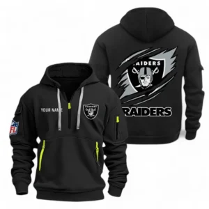 Everyday Hoodie Half Zipper, Athletic-Inspired Logo NFL700 - Black