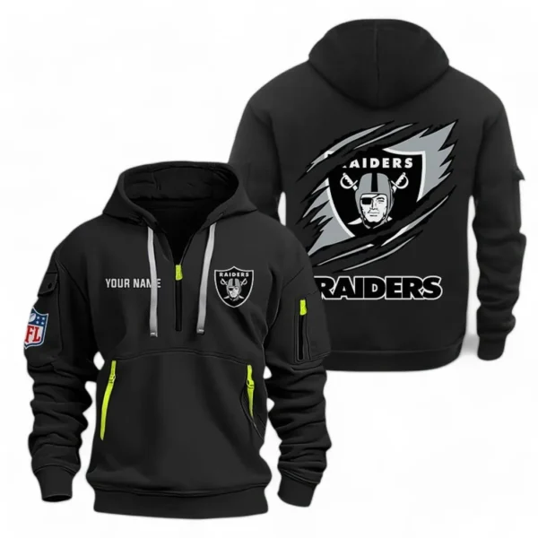 Everyday Hoodie Half Zipper, Athletic-Inspired Logo NFL700 - Black