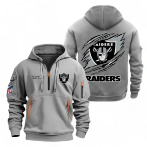 Outdoor Half-Zip Hoodie, Team Spirit Logo Design NFL700 - Gray