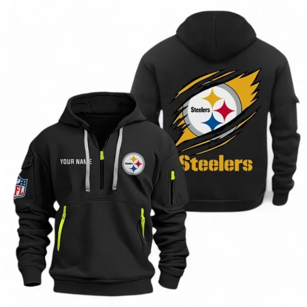 Training Hoodie Half Zipper, Fan-Friendly Logo Design NFL700 - Black