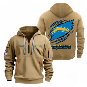Everyday Hoodie Half Zipper, Athletic-Inspired Logo NFL700 - Khaki