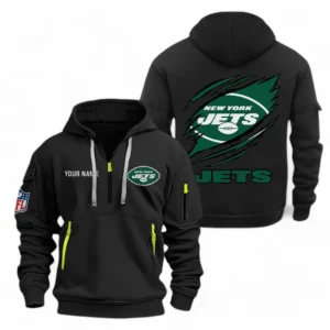 Lightweight Sports Hoodie Half Zipper, Unique Logo Print NFL700 - Black