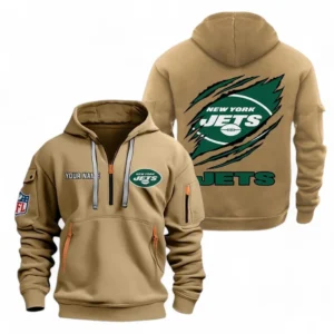 Training Hoodie Half Zipper, Fan-Friendly Logo Design NFL700 - Khaki