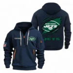 Fan Gift Hoodie Half Zipper, Sports-Inspired Logo Design NFL700 - Navy