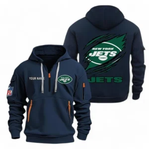 Fan Gift Hoodie Half Zipper, Sports-Inspired Logo Design NFL700 - Navy