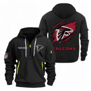 Everyday Hoodie Half Zipper, Athletic-Inspired Logo NFL700 - Black