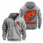 Fan Gift Hoodie Half Zipper, Sports-Inspired Logo Design NFL700 - Gray