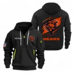 Urban Streetwear Hoodie, Half-Zip with Exclusive Logo NFL700 - Black