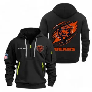 Urban Streetwear Hoodie, Half-Zip with Exclusive Logo NFL700 - Black