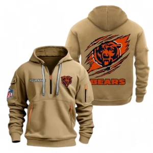 Everyday Hoodie Half Zipper, Athletic-Inspired Logo NFL700 - Khaki