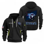 Lightweight Sports Hoodie Half Zipper, Unique Logo Print NFL700 - Black