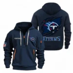Fan Gift Hoodie Half Zipper, Sports-Inspired Logo Design NFL700 - Navy