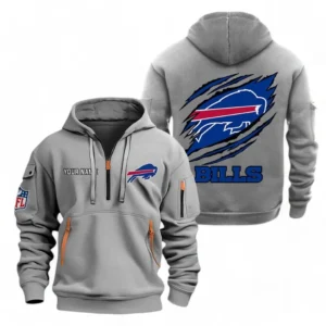 Outdoor Half-Zip Hoodie, Team Spirit Logo Design NFL700 - Gray