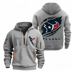 Fan Gift Hoodie Half Zipper, Sports-Inspired Logo Design NFL700 - Gray